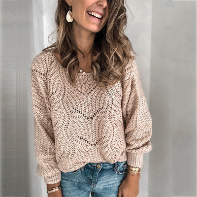 Dame afslappet strikpullover med fletdesign Stilla
