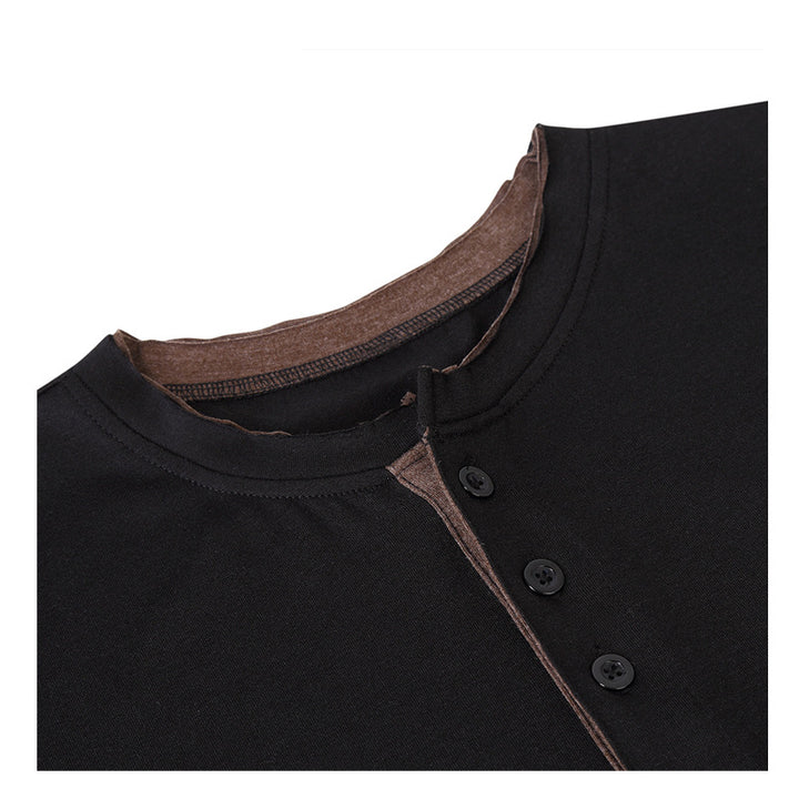 Herrer Langærmet Henley T-shirt i åndbart jersey med stilfulde knapdetaljer Stilla