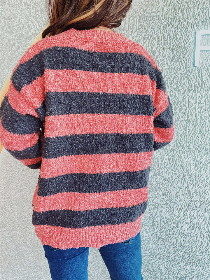 Stilla | Langærmet Stribet Pullover Med Rund Halsudskæring