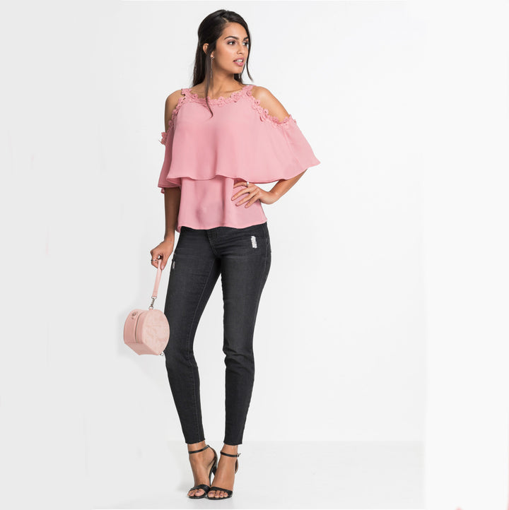 Dame Kold-skulder Floral Spidsetop Stilla