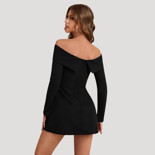 Stilla | Kvinders Off Shoulder Sort Mini Kjole