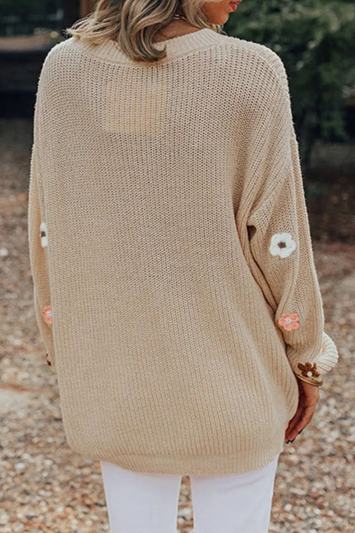 Stilla | Pullover med lange ærmer og rundt blomsterkrave