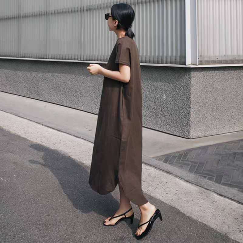 Dame afslappet linned dress med sidelommer og komfortabelt snit Stilla