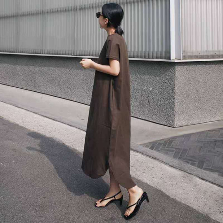 Dame afslappet linned dress med sidelommer og komfortabelt snit Stilla