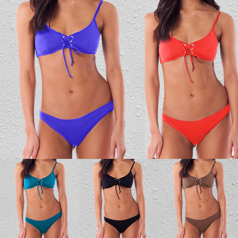 Damer bikini med raffineret snøredesign Skovae