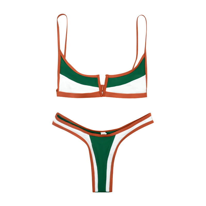 Dame Triangel-Bikini-Sæt med krævende V-udskæring og kontrasterende designelementer Stilla