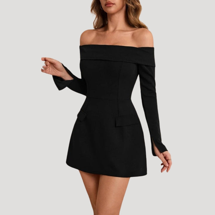 Stilla | Kvinders Off Shoulder Sort Mini Kjole