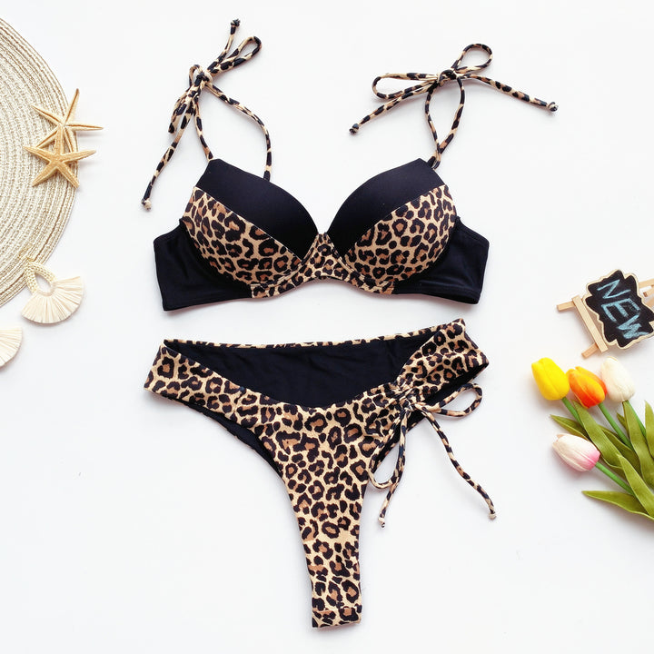 Dame Push-up Bikini med dyremønster Skovae