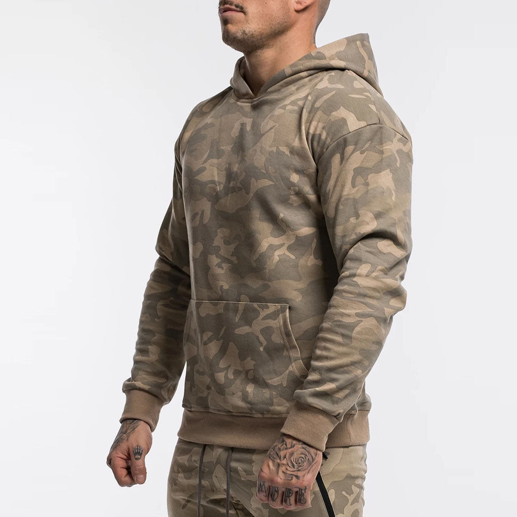 Herrer Camo Hættetrøje i høj kvalitets sweatstof med praktisk kængurulomme Stilla