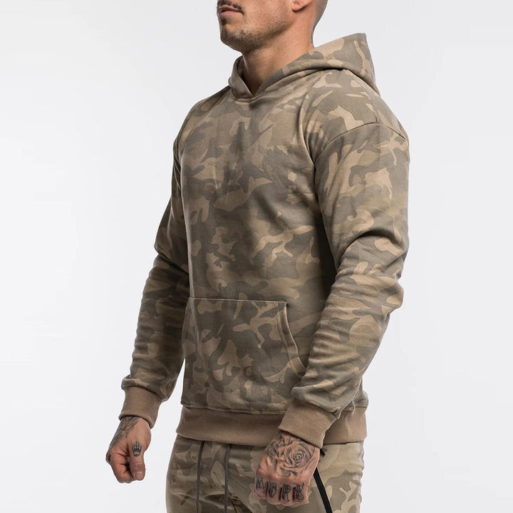 Herrer Camo Hættetrøje i høj kvalitets sweatstof med praktisk kængurulomme Stilla