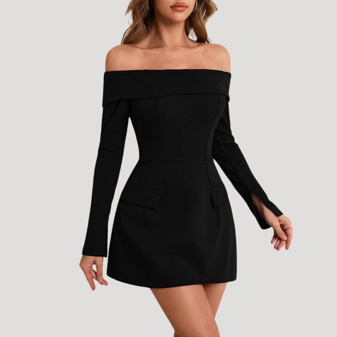 Stilla | Kvinders Off Shoulder Sort Mini Kjole