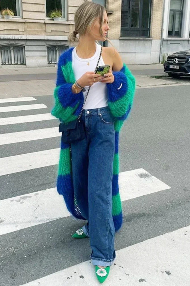 Stilla | stribet oversized strikcardigan