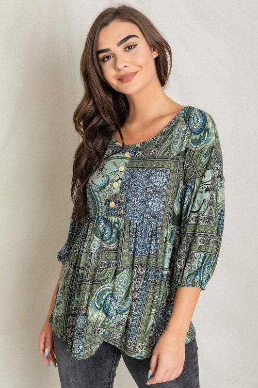 Stilla | Accent Paisley Top