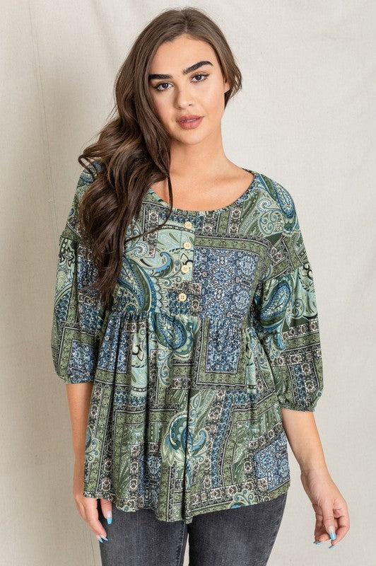 Stilla | Knap Accent Paisley Top