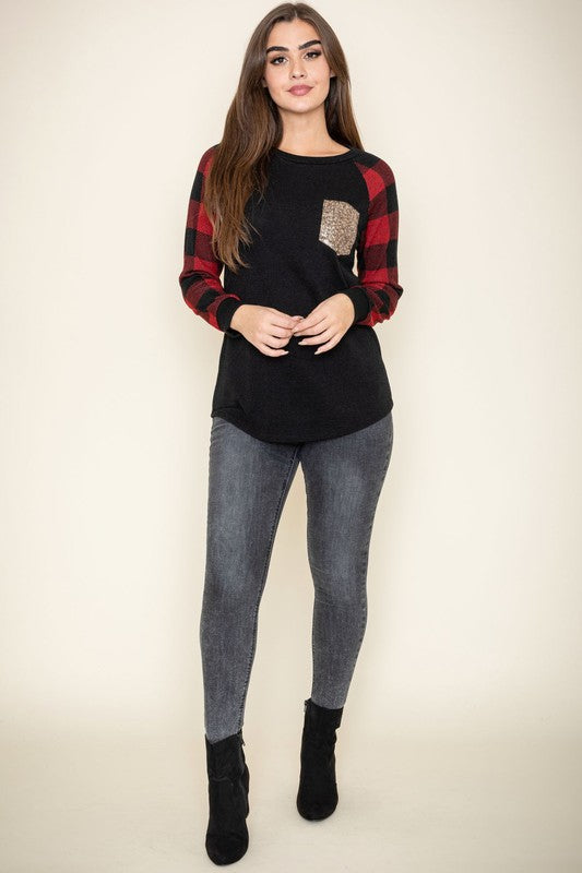 Stilla | Checker Ærme Sequin Lomme Tunika