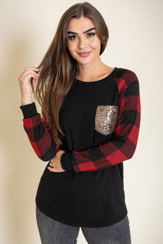 Stilla | Checker Ærme Sequin Lomme Tunika