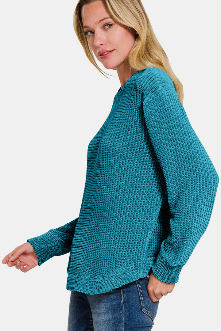 Stilla | Strikpullover med ribbet krave af chenille