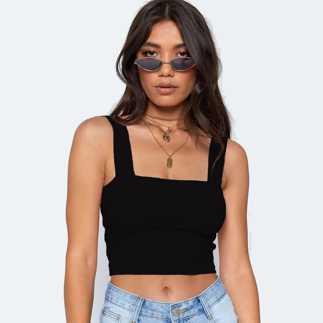 Dame Figurtilpasset Crop-Top med brede stropper Skovae