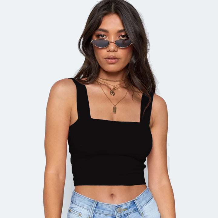 Dame Figurtilpasset Crop-Top med brede stropper Skovae