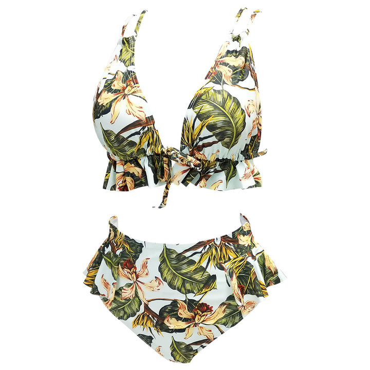 Dame bikini sæt med voluminøst flæse design og florale accenter Stilla