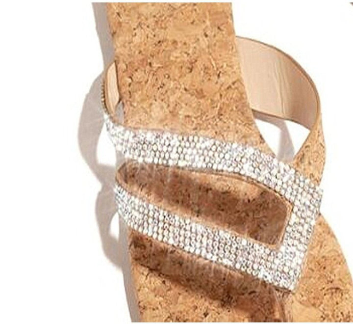 Dame mode Flip-Flops med glitrende remme og holografisk overmateriale Stilla