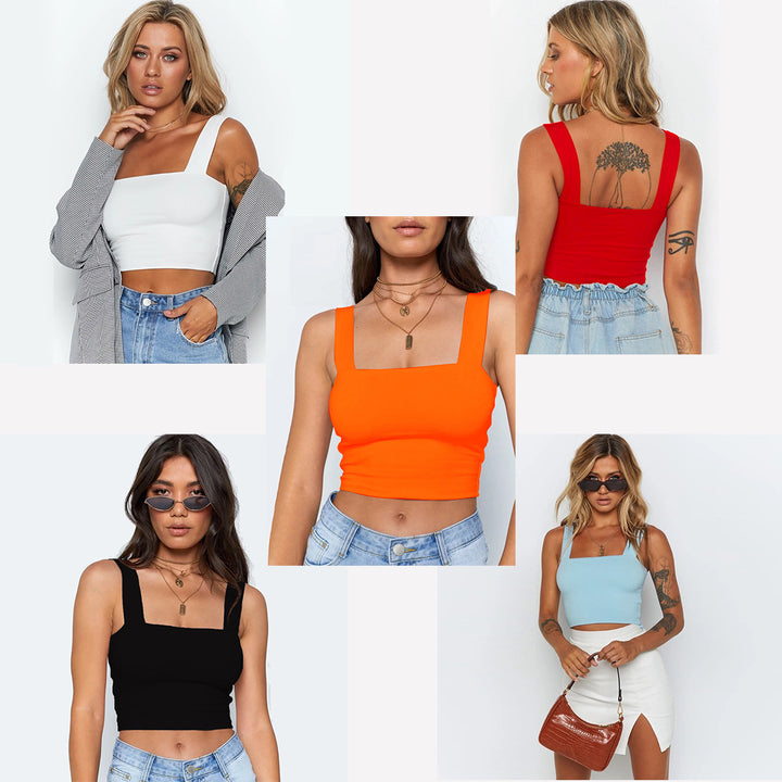 Dame Figurtilpasset Crop-Top med brede stropper Skovae