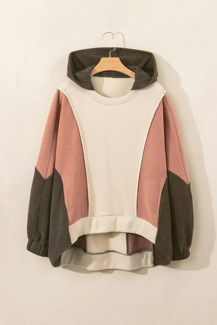 Stilla | Hætte sweatshirt med lange ærmer og farvekombinationsmønster
