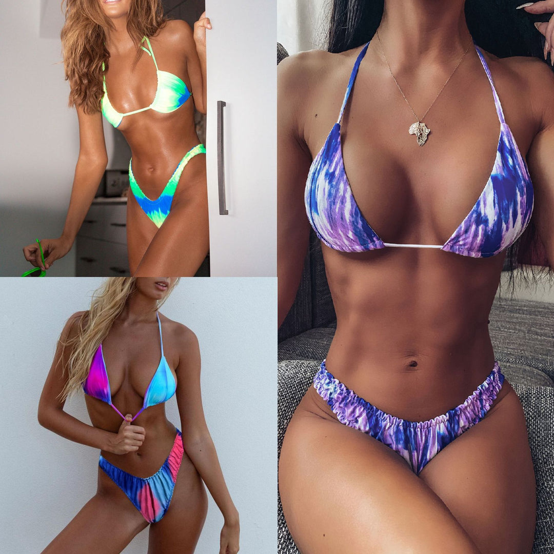 Dame Triangel-Bikini med spændende farvegradient og raffinerede bindebånd Stilla