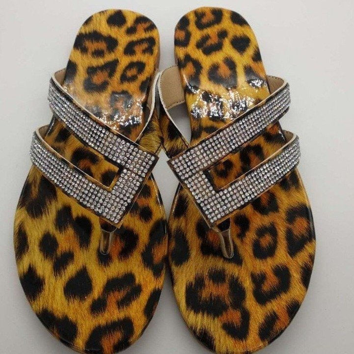 Dame mode Flip-Flops med glitrende remme og holografisk overmateriale Stilla