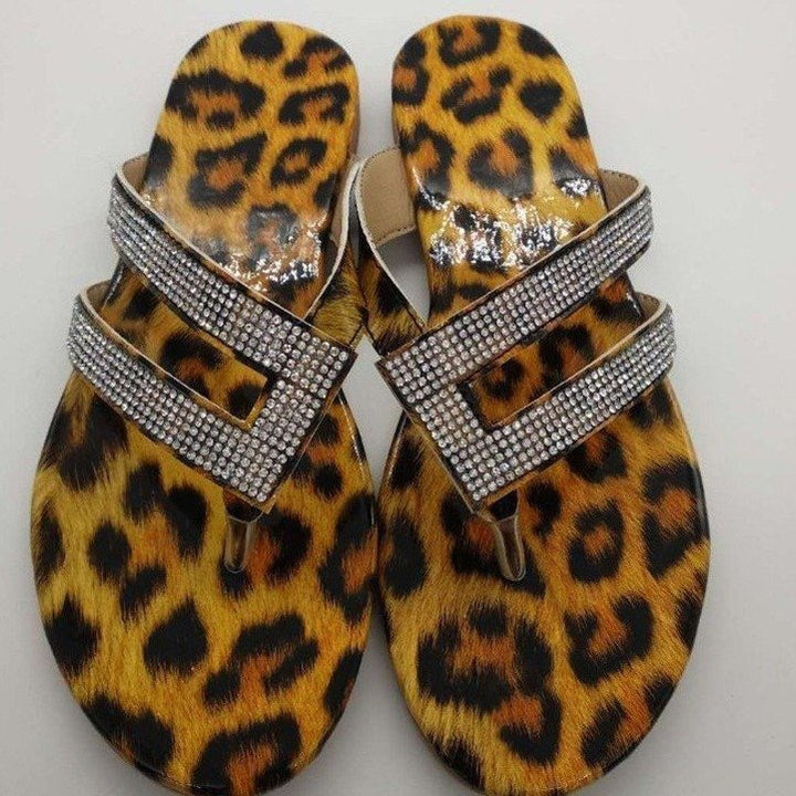 Dame mode Flip-Flops med glitrende remme og holografisk overmateriale Stilla