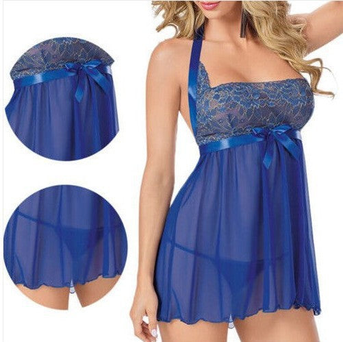 Femme Gennemsigtig Blonde Babydoll Undertøjssæt Stilla