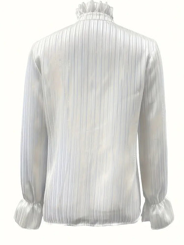 Stilla | Elegant Bluse Med Spids Halsudskæring Og Blomsterkant Alsidig Dambluse