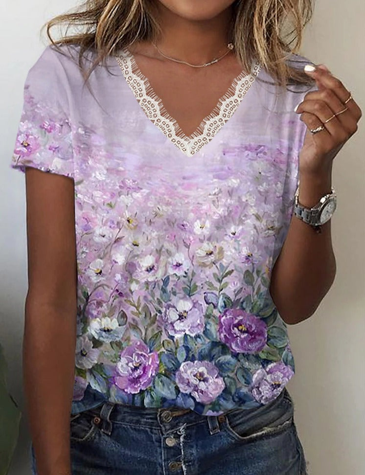 Stilla | Dame mode T-shirt med V-udskæring stil