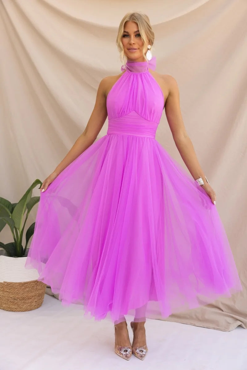 Stilla | Halter Tulle Mid Kjole