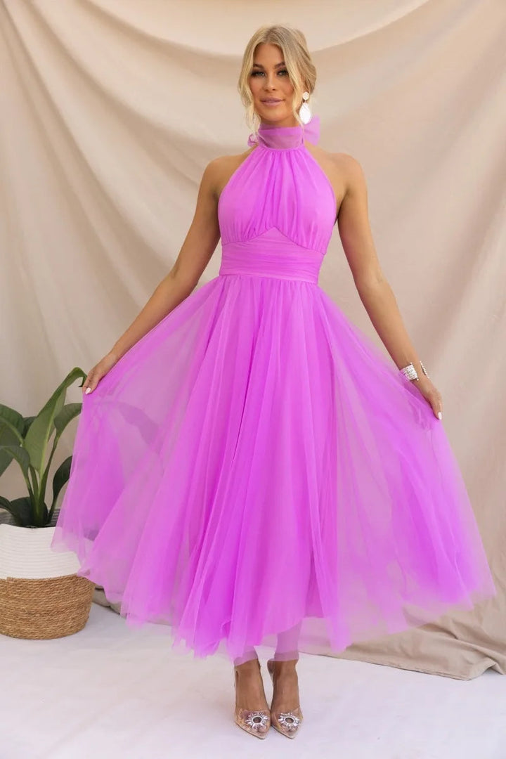 Stilla | Halter Tulle Mid Kjole