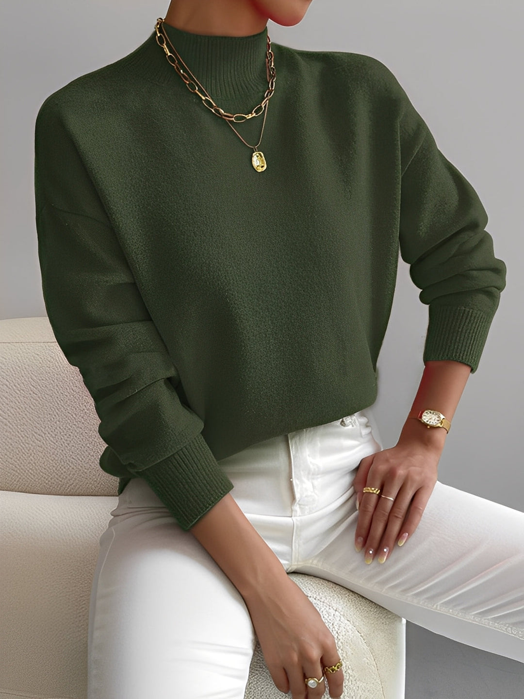 Stilla | Elegant Damepullover med Ståkrave