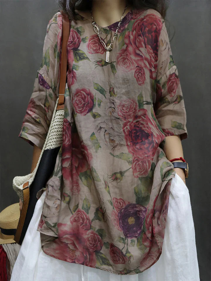 Stilla | Trykt Linned Top
