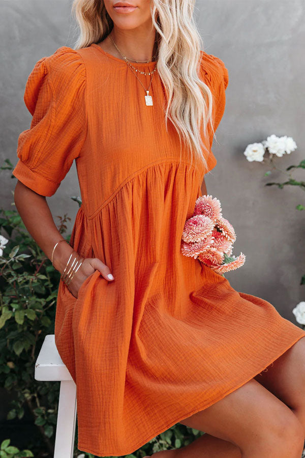 Stilla | Amber Cotton Pocketed Puff Sleeve Kjole
