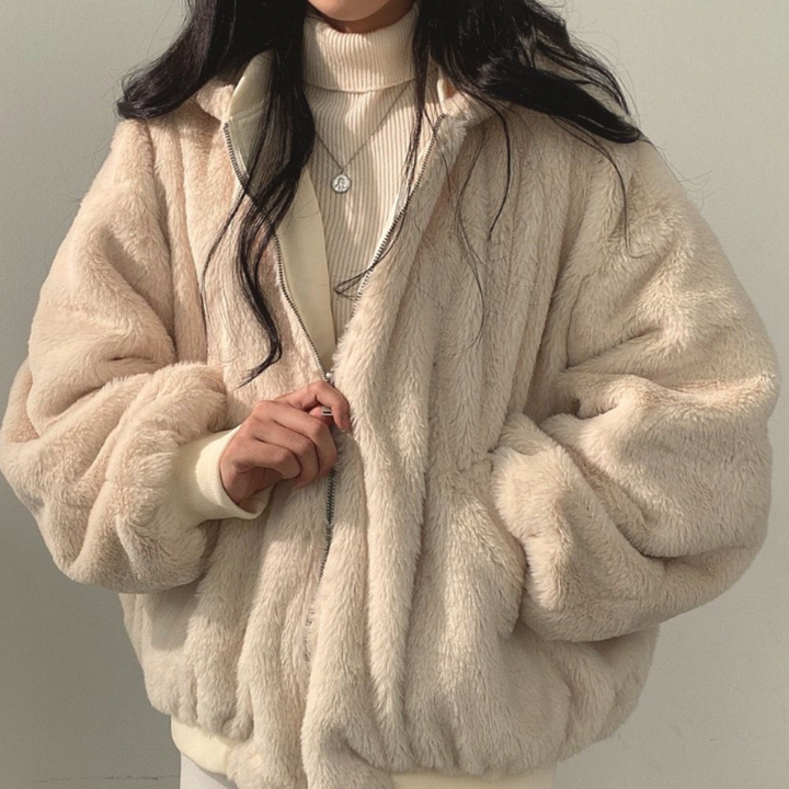 Stilla | Oversized Zip up Jakke Løs Pasform Blødt Foder