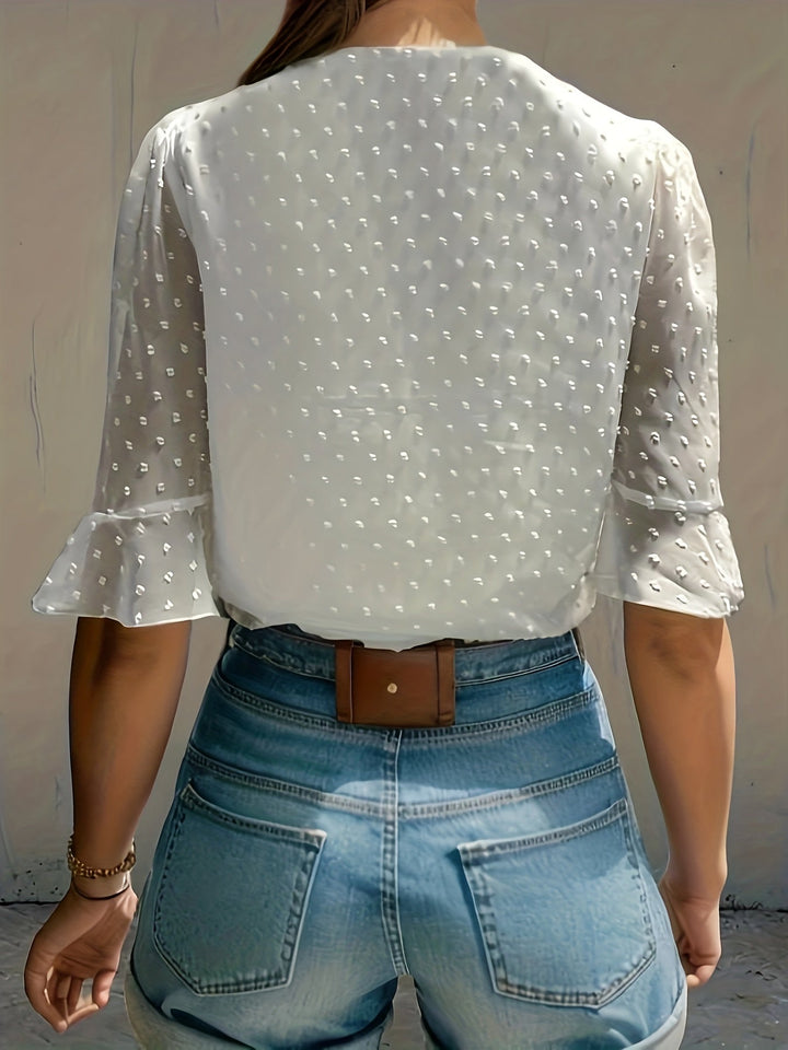 Stilla | Løs Chiffonbluse Med Lange Ærmer