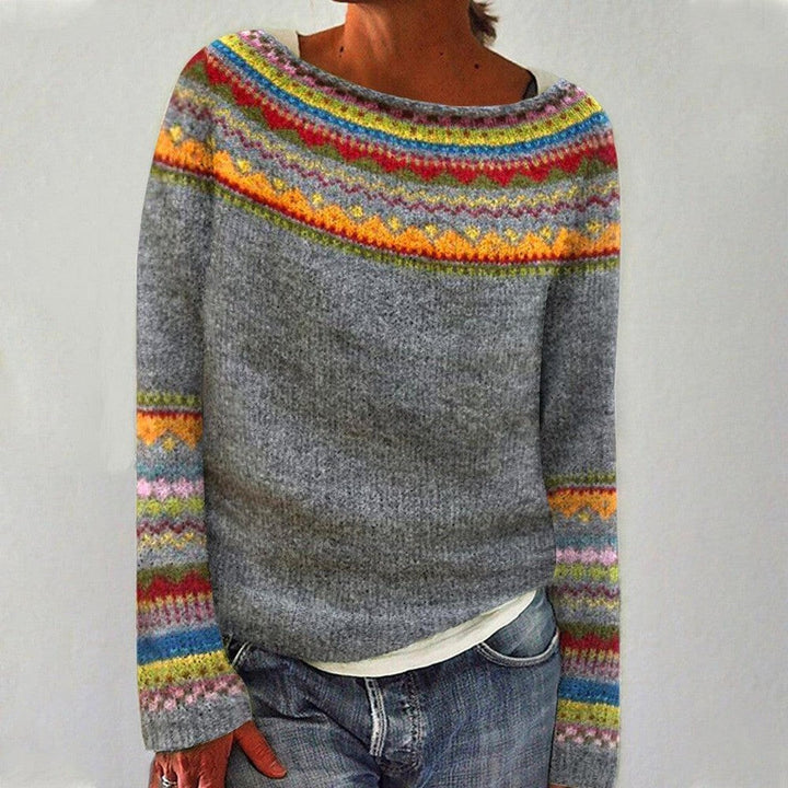 Stilla | Retro Pullover med Lange Ærmer og Tryk