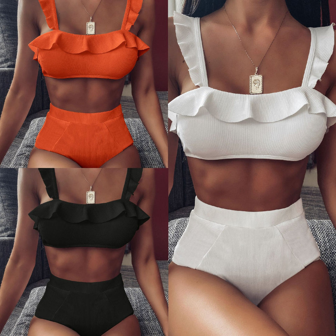 Dame bikini-sæt med raffineret flæse-design og høj talje Stilla