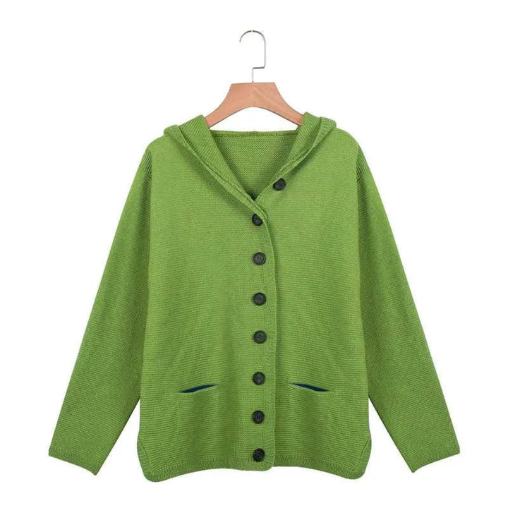 Stilla | langærmet cardigan med hætte og knapper