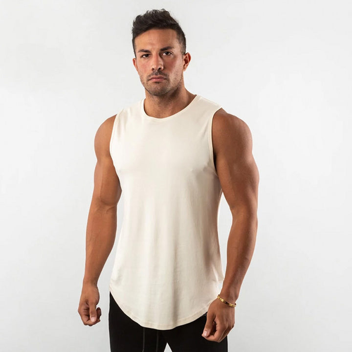 Herrer Åndbart Muscleshirt med Rundhalset Snit og Ergonomisk Snit Stilla
