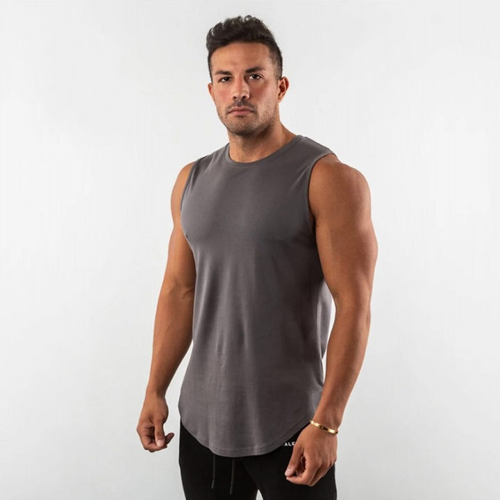 Herrer Åndbart Muscleshirt med Rundhalset Snit og Ergonomisk Snit Stilla