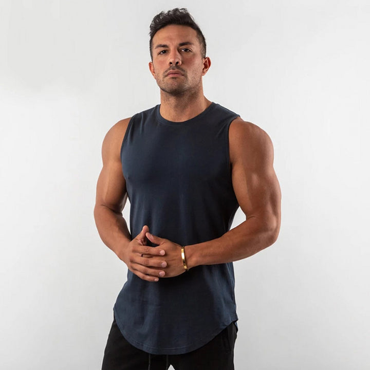 Herrer Åndbart Muscleshirt med Rundhalset Snit og Ergonomisk Snit Stilla