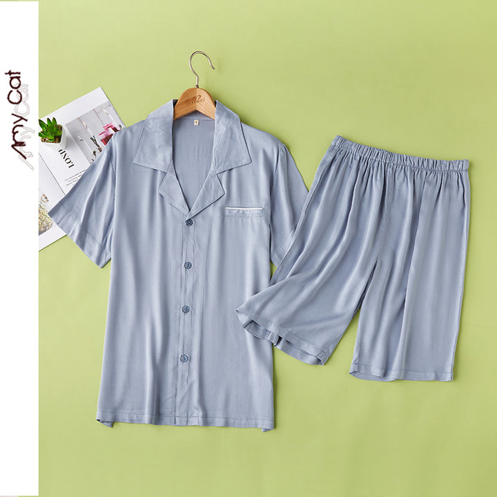 Dame Satin pyjamasæt med elegant krave og komfortabel pasform Stilla