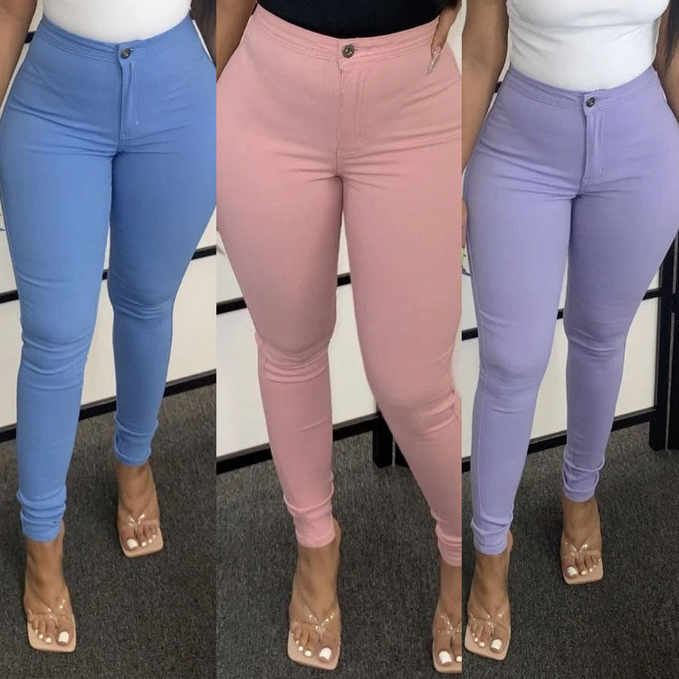 Dame Figursyet Høj Talje Jeans med praktiske lommer og elastisk linning Stilla
