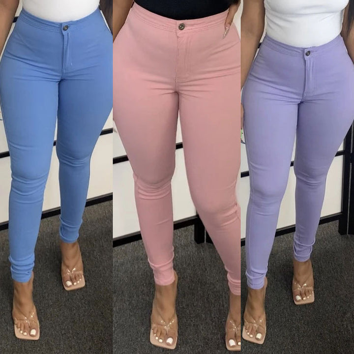 Dame Figursyet Høj Talje Jeans med praktiske lommer og elastisk linning Stilla