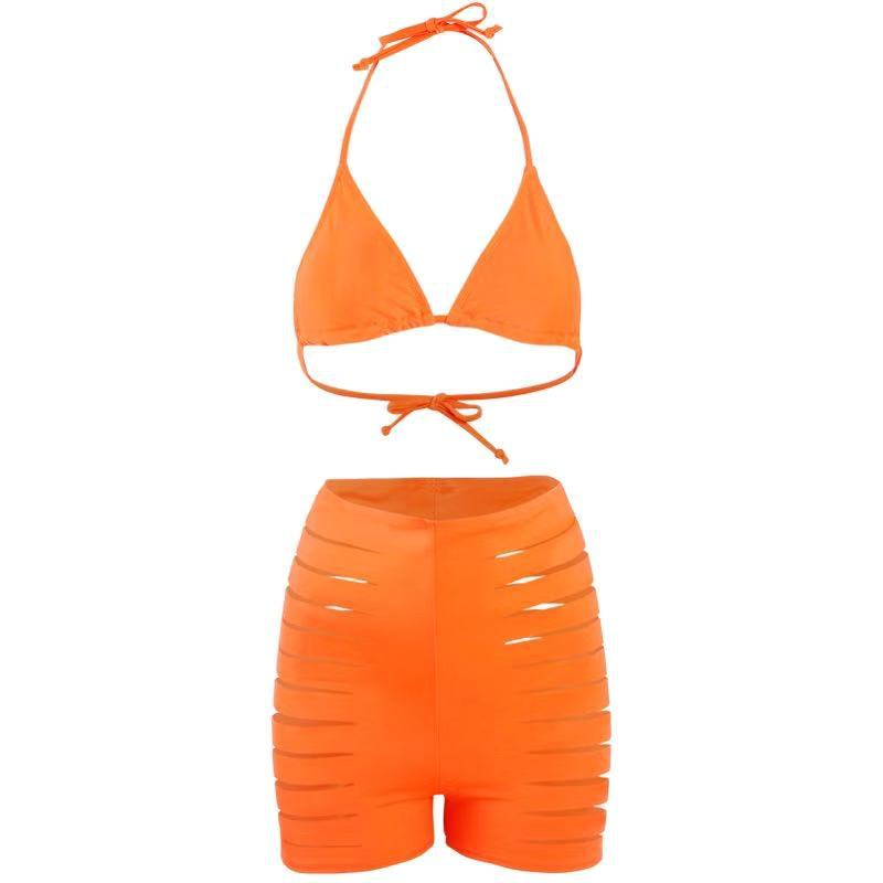 Dame bikini sæt med sexy cut-out og højt skårne shorts Skovae